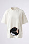 Gezegen Daglar Design Back Printed Cotton White Oversize T-Shirt