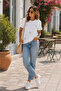New Season Women's Summer Compact Fabric Pearl Embroidered Blouse - 2