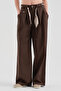 Women's Linen Fabric Design with Detachable Belt and Wide Leg Pants