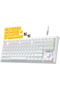 Mechanical F3032 Keyboard, 87 Keys RGB Backlight Gaming Keyboard, Compact Wired Computer Keyboards for Windows PC (White, yellow Switch)