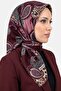 Women's Burgundy Pink Leopard and Paisley Patterned Flared Scarf