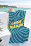 Retro Disco Dreams Modern Beach Towel - Turquoise Navy Blue Spiral Design Quick Drying Towel Coverlet - 2