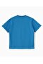 | Oversized Basic T-shirt in Cotton Cerulean Blue - 4