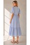 Women's V-Neck Buttoned Linen-Look Guipure Detail Skirt Flounced Lined Summer Casual Dress 25085 - 4