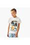 Crew Neck Short Sleeve T-shirt with Beach Print