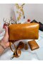 100% Genuine Crazy Leather Minimalist 5-Piece Accessory Set: Handbag - Wallet - Card Holder - Glasses Case - Keychain Set - 2