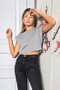 Women's Padded Look Comfortable Fit Crop T-Shirt, 100% Cotton - 4