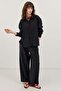 Black Wide-Leg Pants Shirt Set