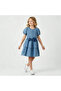 Round Neck Short Sleeve Dress with Floral Applique