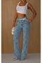 Women's High-Waisted Palazzo Stretch Fabric Stretchy Jeans Pants - 4