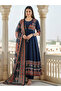 Navy Blue Cotton Ethnic Motif Anarkali Kurta Set - FFT8612 | Navy Blue - 2