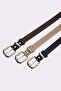Women's 3 cm 3-piece set black-burgundy-brown belt - 2