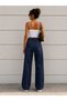 Women's Lycra Brown Tint Palazzo Jean Trousers High Waist Wide Leg Loose Leg Denim - 2