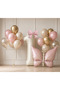 Powder Pink Gold Pastel Colors 1 Year Old Birthday Balloon Set with Bow