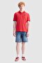 Caleb Regular Fit Polo Collar Printed 100% Cotton Men's Red Polo T-Shirt - 3