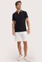Men's Slim Fit 100% Cotton Short Sleeve Zippered Black Polo Collar T-Shirt - 2