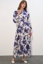 Women's Lilyum Fabric Long Hijab Dress 2593 - Navy Blue - 4