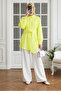 Waist-Tied Crinkle Shirt Tunic - Light Yellow
