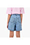 Knee Length Denim Shorts with Butterfly Embroidery - 3