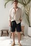 Lightweight and Comfortable Wide-Legged Muslin Shorts - Black - 2