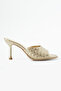Gloria Gold Knitted Heeled Slippers