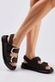 Women's Suede Double Strap Platform Sandals Flat Heeled Comfortable Cutout Design Laceless Design Casual Modern - 3
