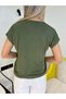 Khaki V-Neck Soft Textured T-Shirt - 4