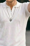 Men's Zippered Casual White Slim Fit Polo Collar T-Shirt - 6