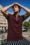 Men's Fashion Trend Burgundy Polo Neck T-Shirt - 2