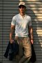 Men's Zippered Short Sleeve White Polo Collar T-Shirt - 4