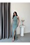 Mint drapeli halter neck stone evening dress - 2