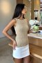 Glittery Ribbed Crew Neck Sleeveless Knitwear Undershirt - 2