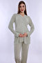 Adjustable Waist Detailed Maternity Pajama Set with Breastfeeding Feature Effortt - Green - 3