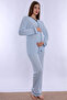 Adjustable Waist Detailed Maternity Pajama Set with Breastfeeding Feature Effortt - Blue - 4