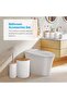 6-Piece Modern Bathroom Accessories Set, Plastic with Bamboo Accents, Includes Soap Dispenser, Toothbrush Holder, Trash Bin,-Multicolor (White) - 3