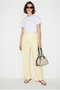 Women's Yellow Shimmering Modal Trousers with Elastic Waist and Pocket Detail 3304 60286323 - 2