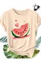 Women's Watermelon Printed Oversize T-Shirt Casual - 5