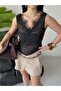 Women's Sheer Blouse with Lace Detail - 3