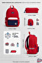 Metro Red Modular Multi-Compartment Reflective Girls'/Boys' School Bag and Pen Holder Set - 8