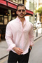 Men's Summer Comfortable Long Sleeve Linen Shirt - 3
