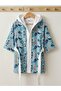 Whale Printed Bathrobe for Ages 2-12 - Blue - 4