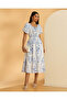 Women White Printed Poplin Midi Dress