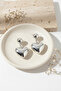 White Color Heart Dangle Ball Earrings - Brass Women's Jewelry Accessory - 6
