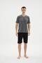 Kly 26219 Men's 100% Cotton V-Neck Half Sleeve Pocket Shorts Set