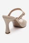 Urael Beige Skin Genuine Leather Women's Heeled Slippers - 5