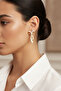 Yellow Plated White Enamel Bow Earrings - Elegant Brass Women's Earrings - 2