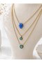 🧿   Fatma Ana Eli and Evil Eye Beaded Layered Necklace – Gold Color, Luck and Protection Themed, Stylish Design - 3