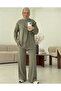 Green Tie-Dye Detailed Comfortable Cut Double Suit - Waffle Textured Breathable Comfortable Premium Fabric