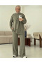 Green Tie-Dye Detailed Comfortable Cut Double Suit - Waffle Textured Breathable Comfortable Premium Fabric - 3