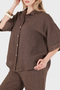 100% Linen Brode Detailed Short Sleeve Shirt Shirt 69912875 - 4